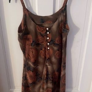Vintage neutrals rose mini dress with pearl button